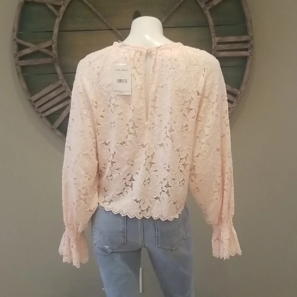 Free People Olivia Balloon Sleeve Lace Blouse